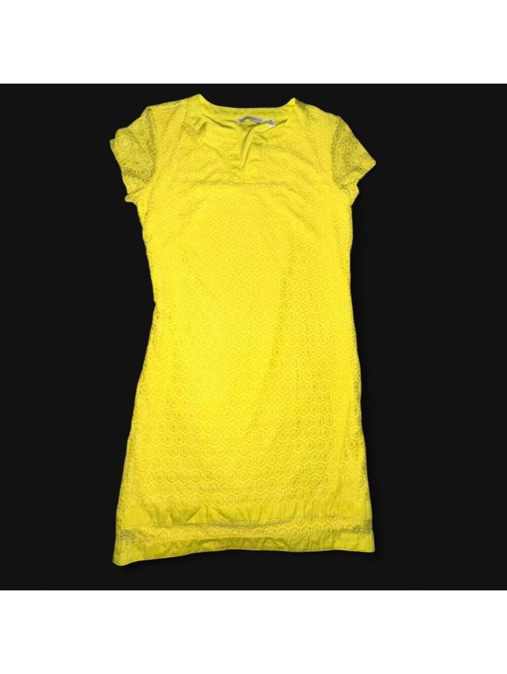 Isaac Mizrahi Live! Neon Yellow Lace Overlay Dress XS